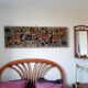 1970s wall tapestry with large multicoloured flowers