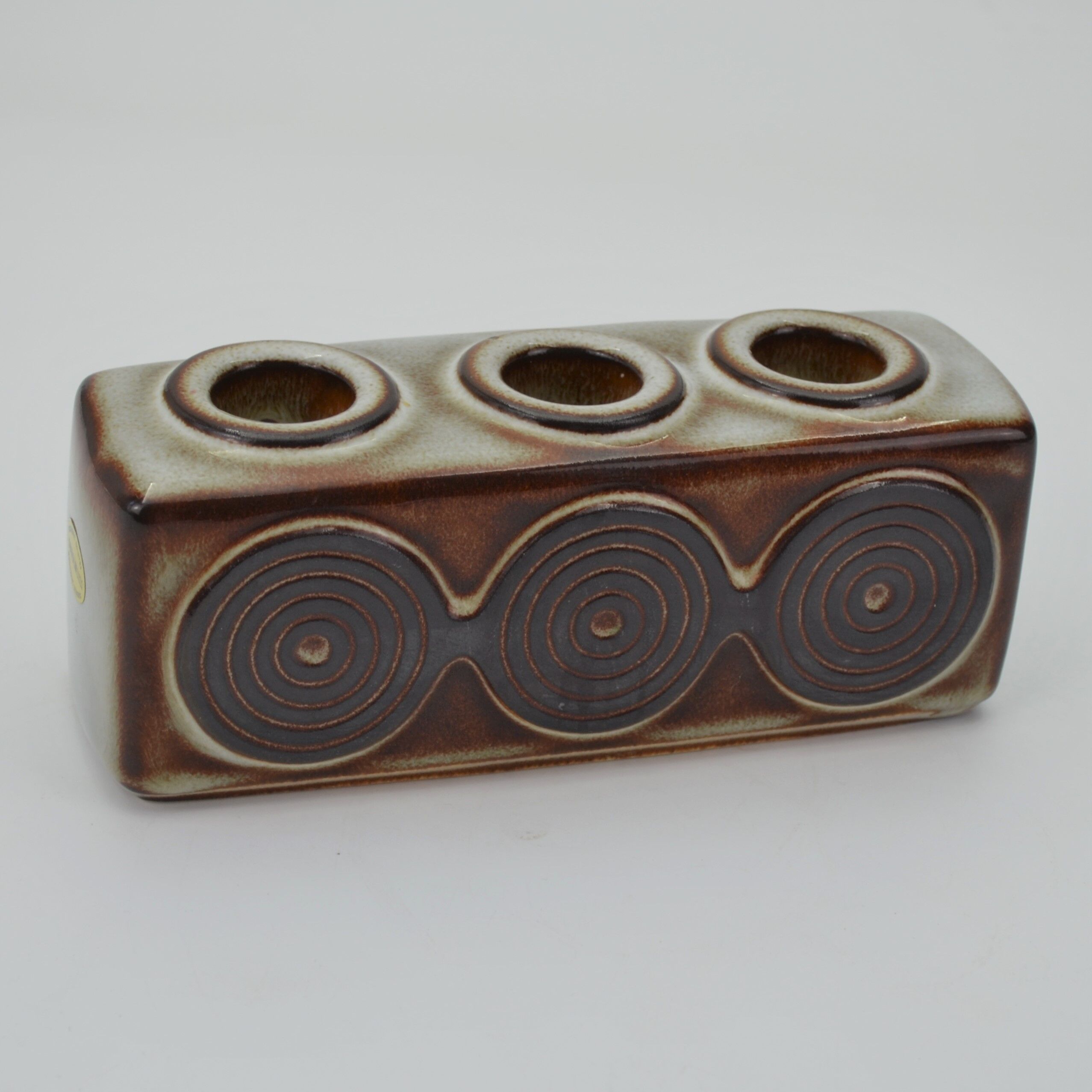 Triple stoneware candle holder grey serie by ejner johansen for søholm stentøj