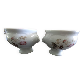 2 lion head soup bowls Limoges porcelain Thierry de Zélicourt