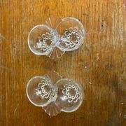 Pair of Antique Art Deco Molded Glass Salt and Pepper Shakers