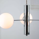 Vintage Italian Chrome and Opaline Chandelier