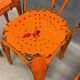 Set of four industrial metal dining chairs by Joseph Mathieu, painted steel, 1920s, France