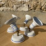 4 appliques en faïence et rotule laiton - made in Italy