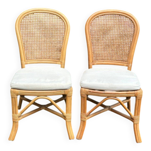 2 chaises en rotin et - cannage