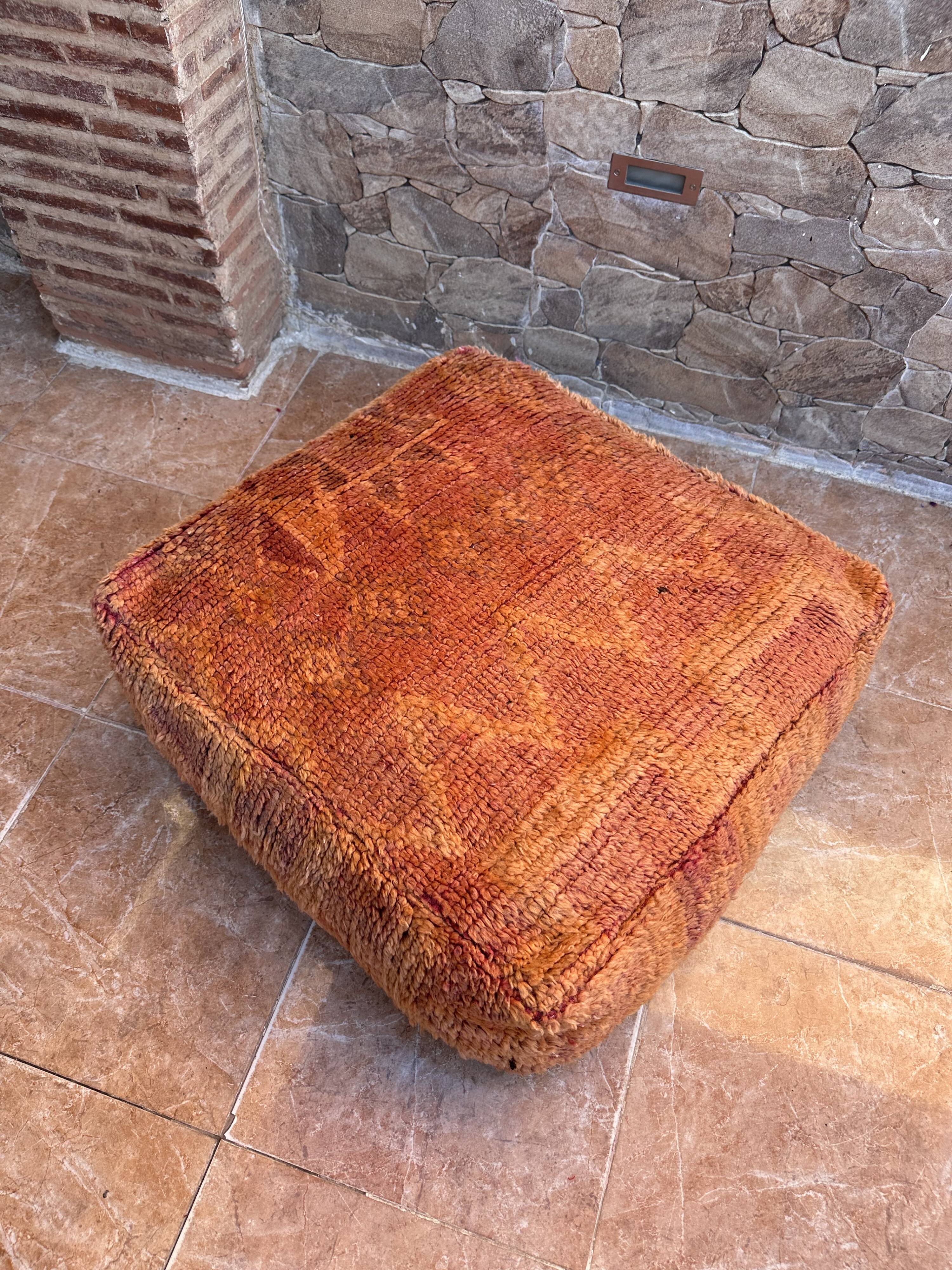 Handmade Berber Kilim pouf, floor cushion