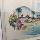 Watercolor painting nadine martinique st anne + wood frame #a224