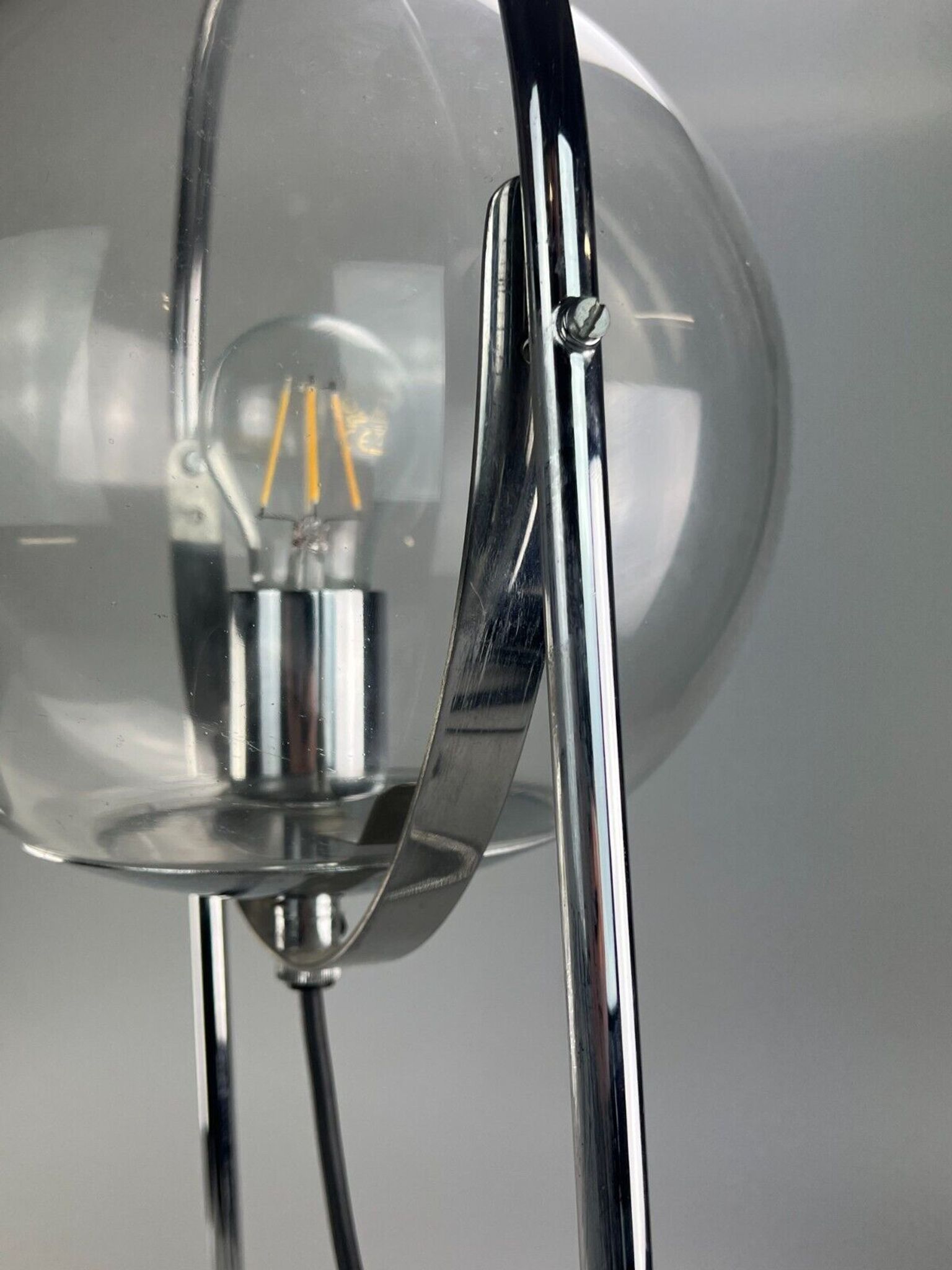Lampe à boule de table space age design verre métal, 60s 70s
