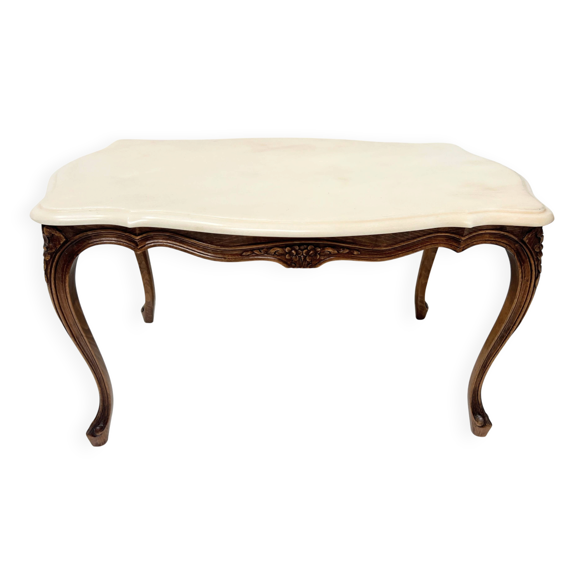 Louis XV style coffee table in patinated beech, 20th century.