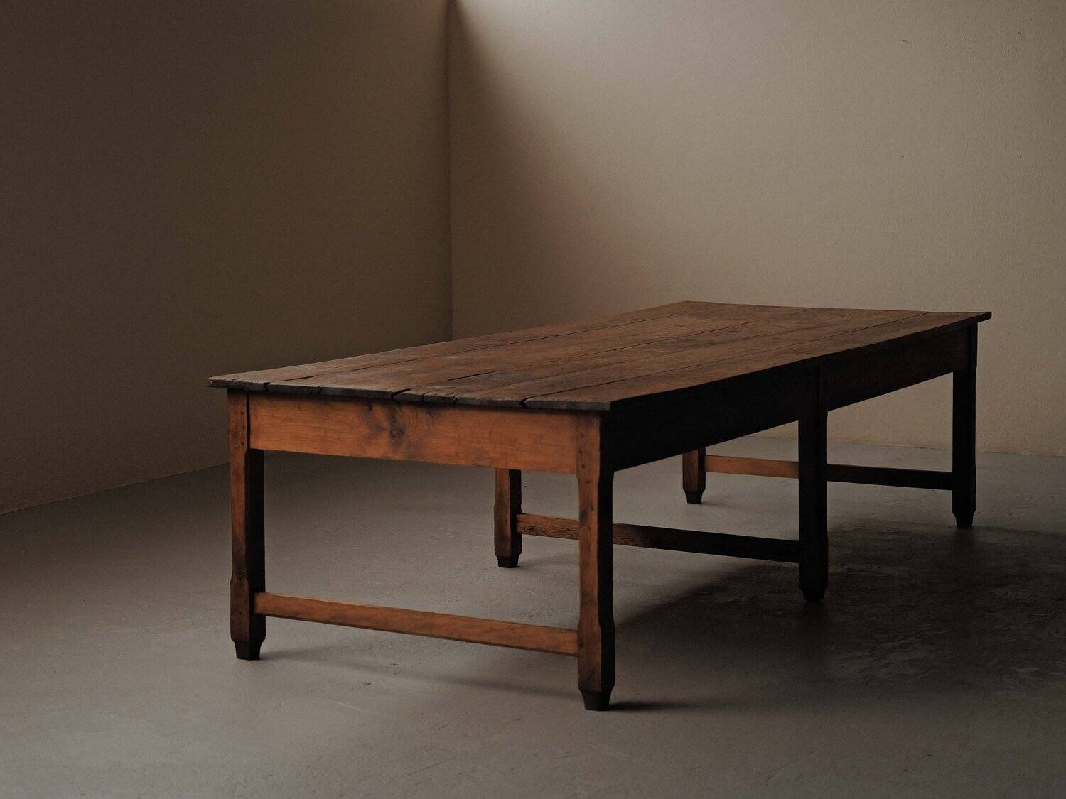 Large antique table in solid pine – France, around 1900