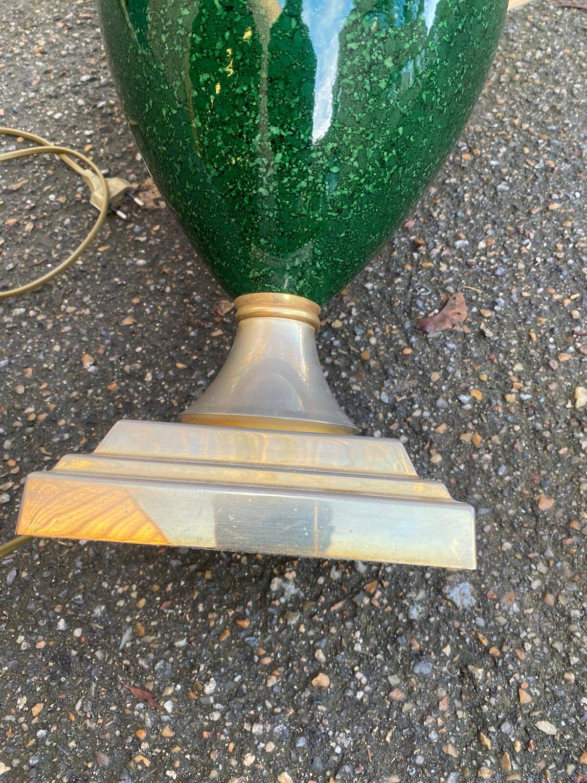 1960s lamp in green lacquered ceramic