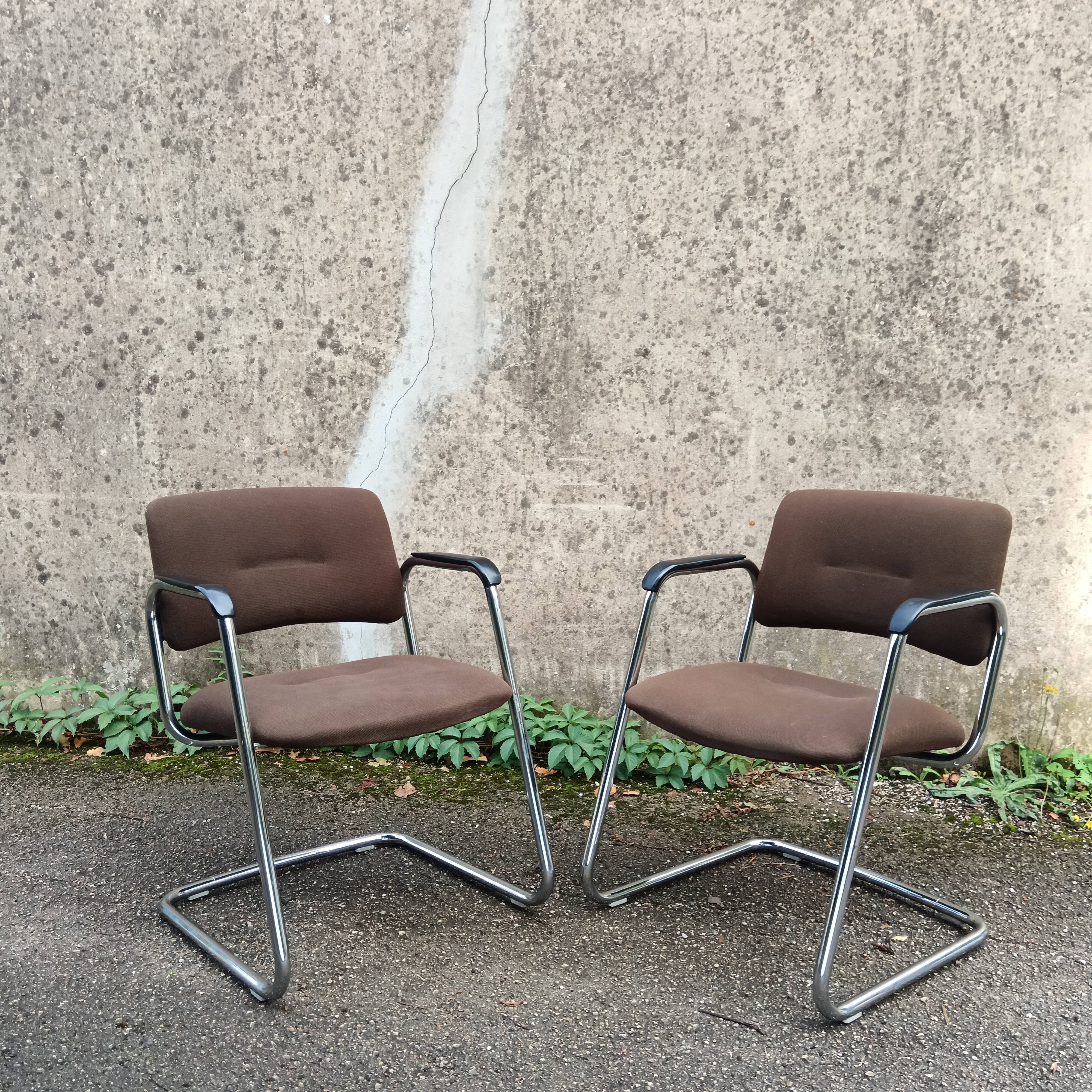 Pair of Strafor cantilever armchairs