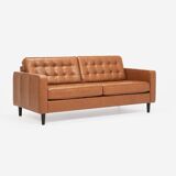 Mid-Century Style 3-Seater Leather Sofa
