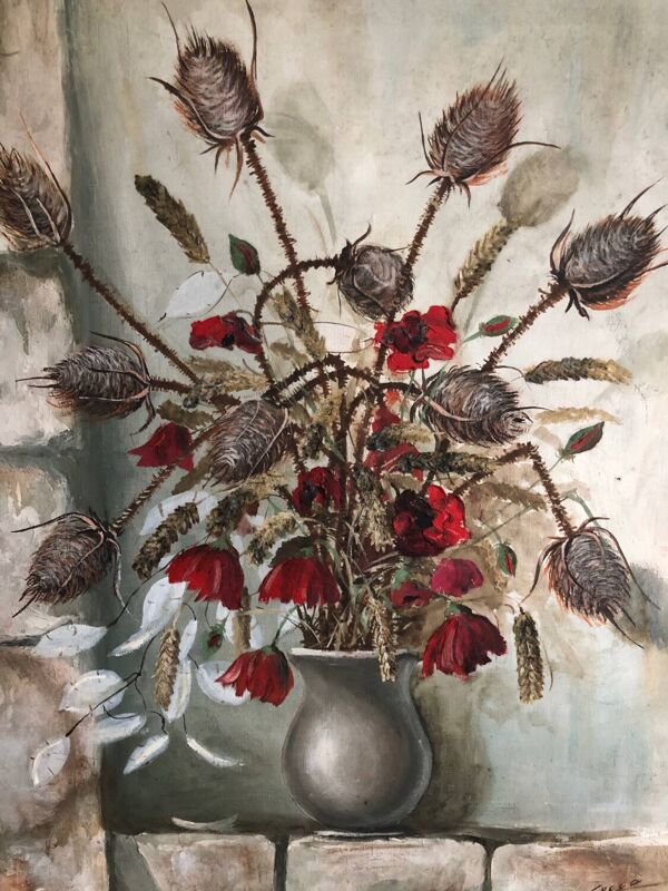 Tableau huile sur toile bouquet de fleurs