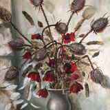 Tableau huile sur toile bouquet de fleurs