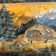 Carved wooden wall panel Black Forest Chalet mountain Switzerland Germany