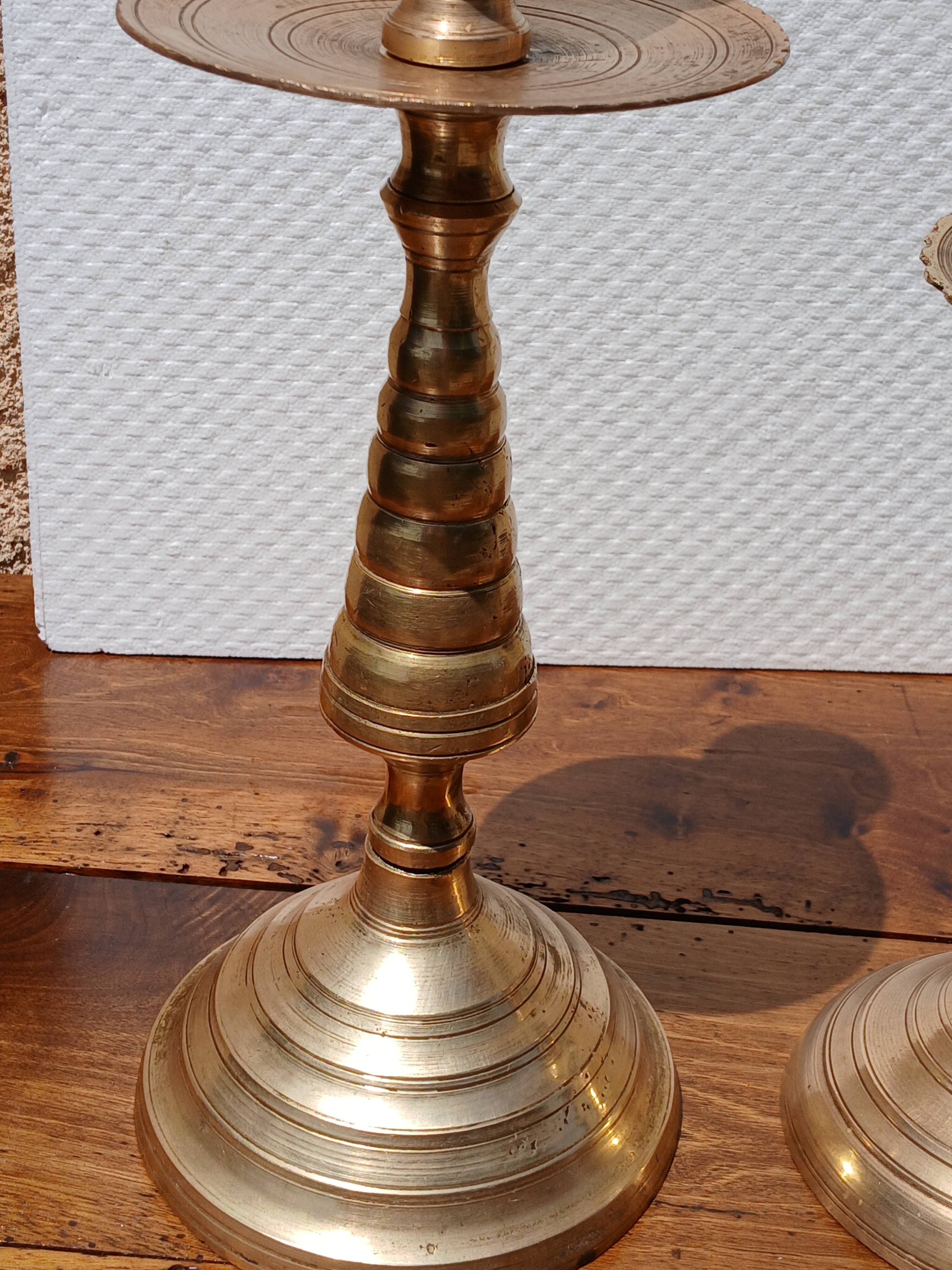 pair of vintage bronze candlesticks from the 1940s