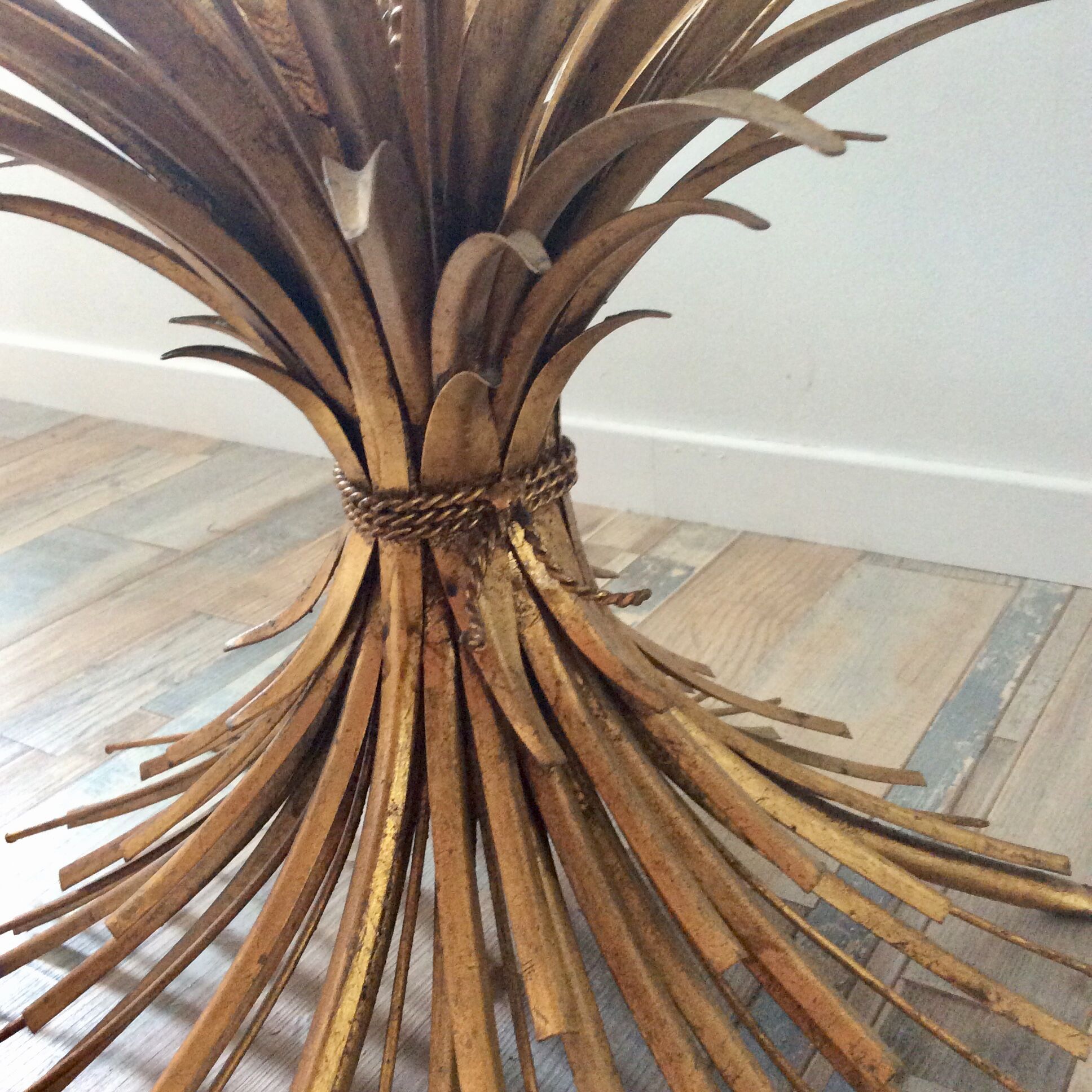 Coco Chanel table by Robert Goossens sheaf of vintage golden wheat vintage 70s