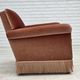 1970s, Danish armchair, salmon pink furniture velour, beech wood.