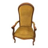Voltaire armchair yellow velvet 19th century mahogany