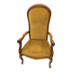 Fauteuil voltaire velours jaune XIXème acajou