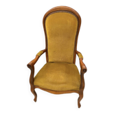Voltaire armchair yellow velvet 19th century mahogany