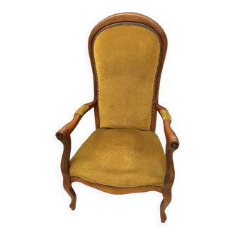 Voltaire armchair yellow velvet 19th century mahogany