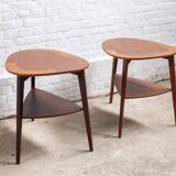 2 tables d'appoint Holger Georg Jensen en teck, Kubus, années 1960, Danemark