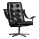 Modernist Black Leather Swivel Lounge Chair, Netherlands, 1960s