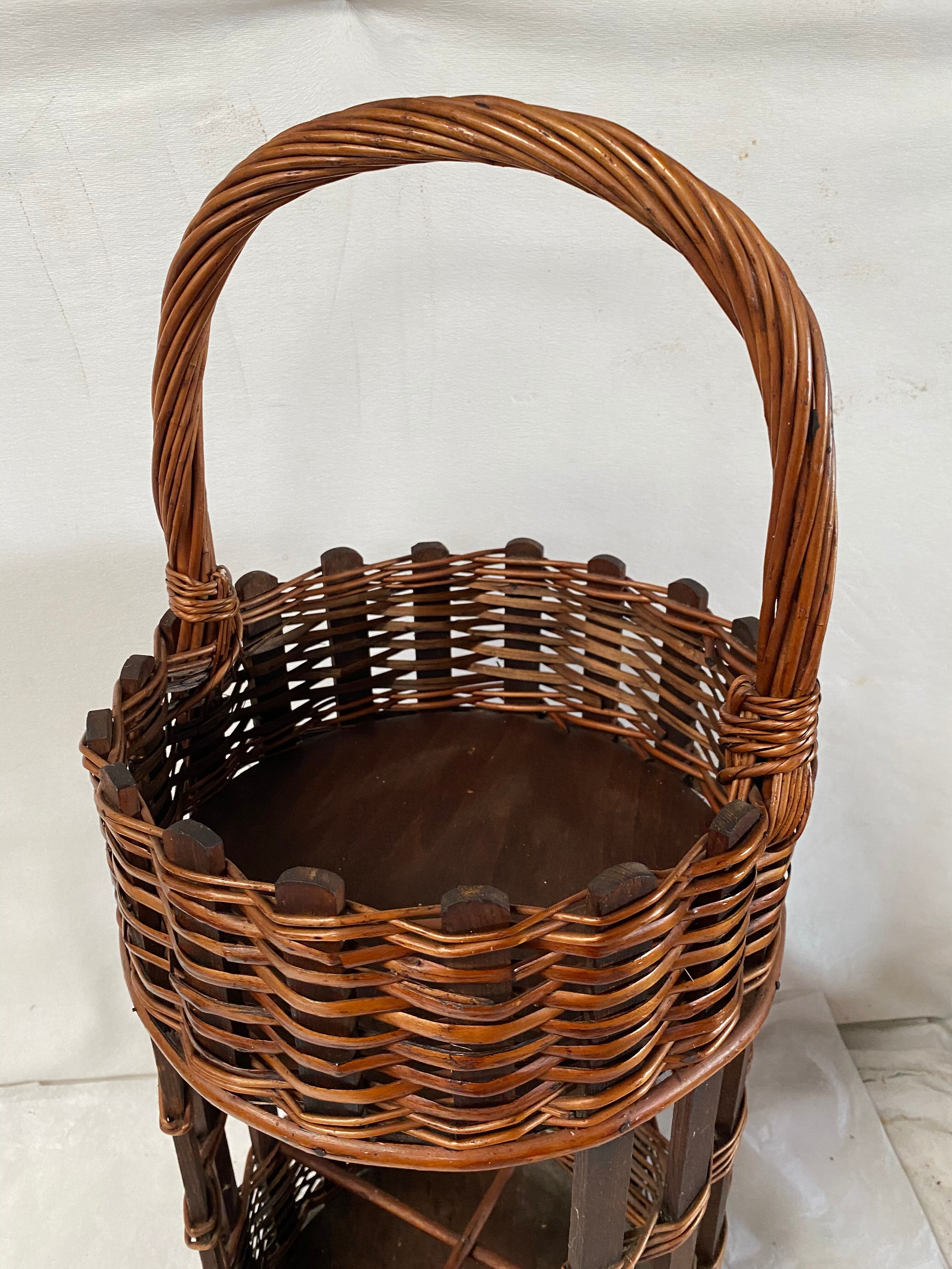 Vintage rattan bar basket