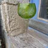 Ancien verre en cristal Saint Louis Roemer taillé vert Absinthe