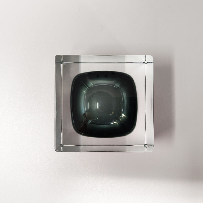 1960s stunning grey ashtray or catchall by flavio poli for seguso. made in italy