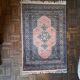 Tapis en laine fait main de style oriental rectangulaire Pakistan 1990 vintage rose gris