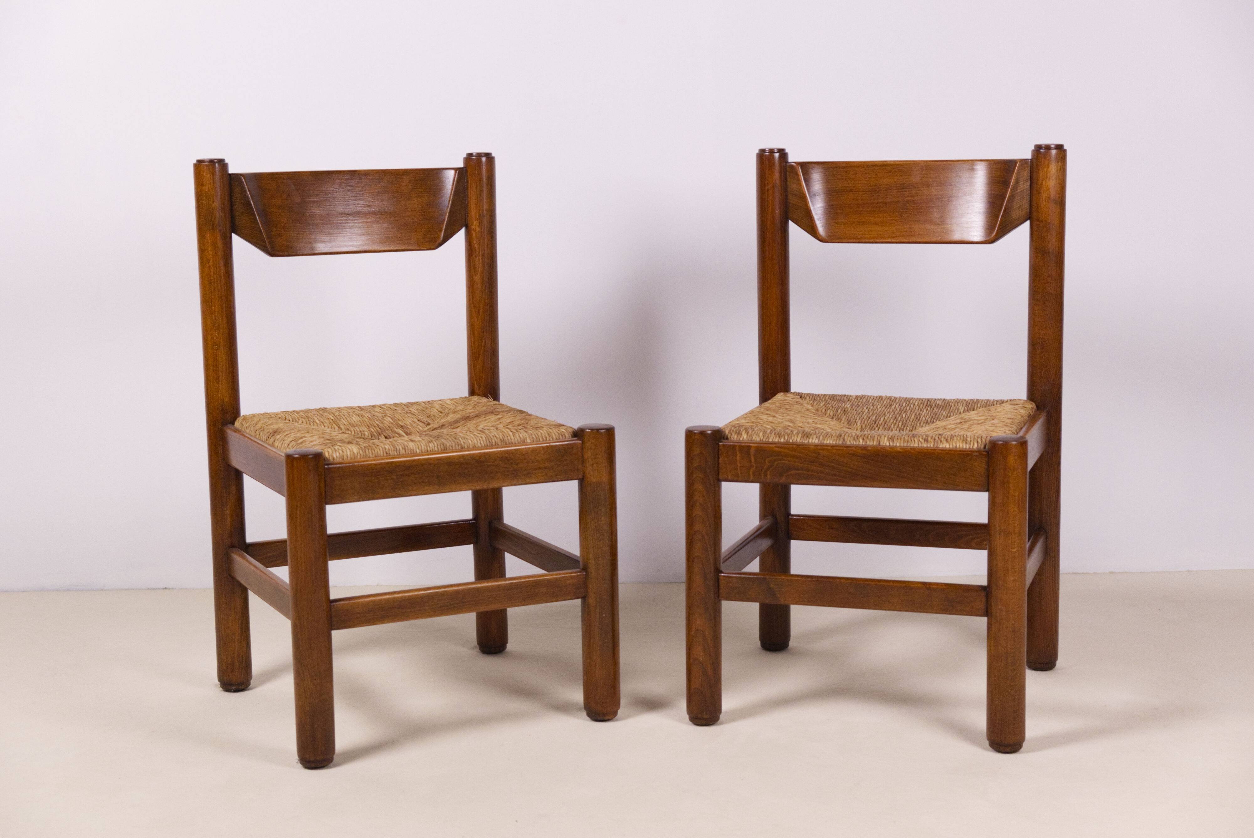 Pair of Beech and Rope Dining Chairs — in the Style Magistretti/Michelucci