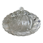 Cloche à fromage vintage en verre pressé