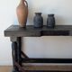 Console / old solid wood jeweler's workbench, turned legs