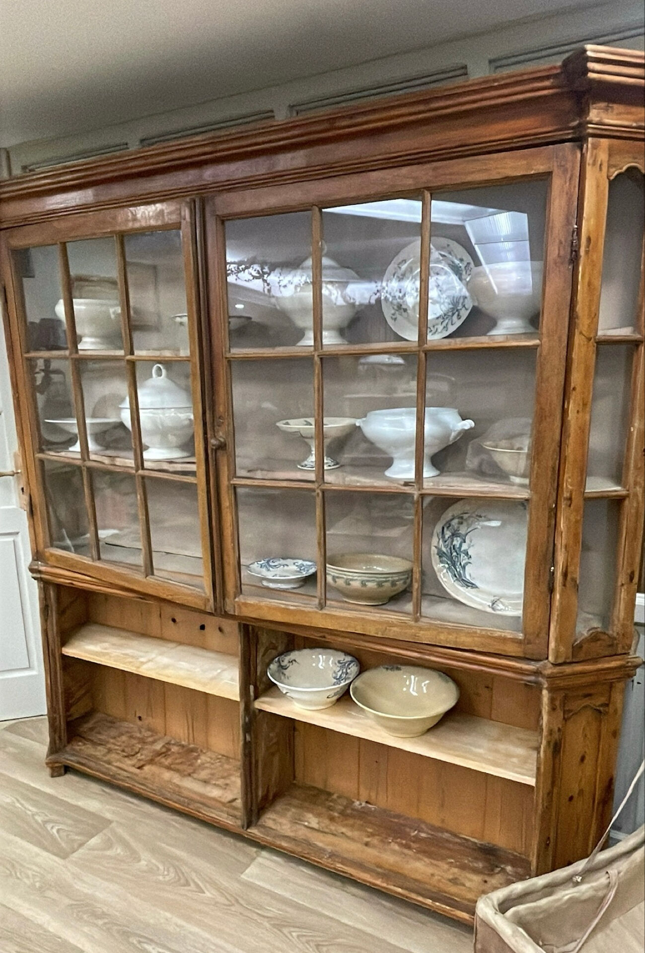 Dutch antique glass-fronted cabinet.