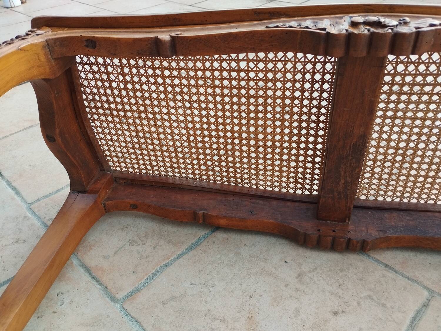 Old Louis XV style caned piano bench