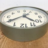 Grey Industrial Factory Wall Clock from Pragotron, 1950s