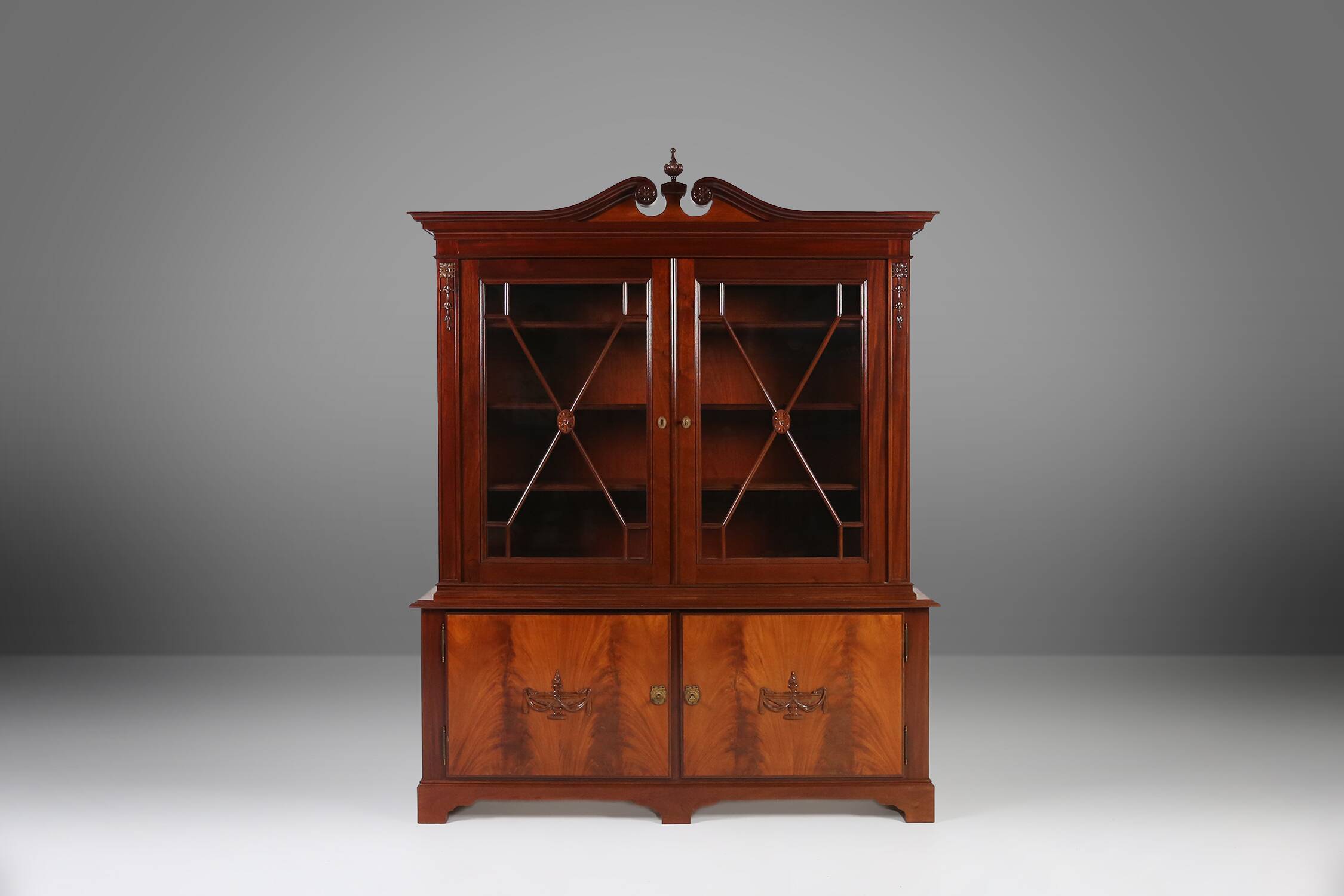 Exquisite Empire Style library cabinet with glass doors, Belgium, 1950s
