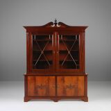 Exquisite Empire Style library cabinet with glass doors, Belgium, 1950s