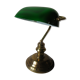Notary desk lamp gooseneck brass lampshade opaline green white retro deco