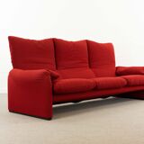 Maralunga 3-seater Sofa red by Vico Magistretti for Cassina, Italy