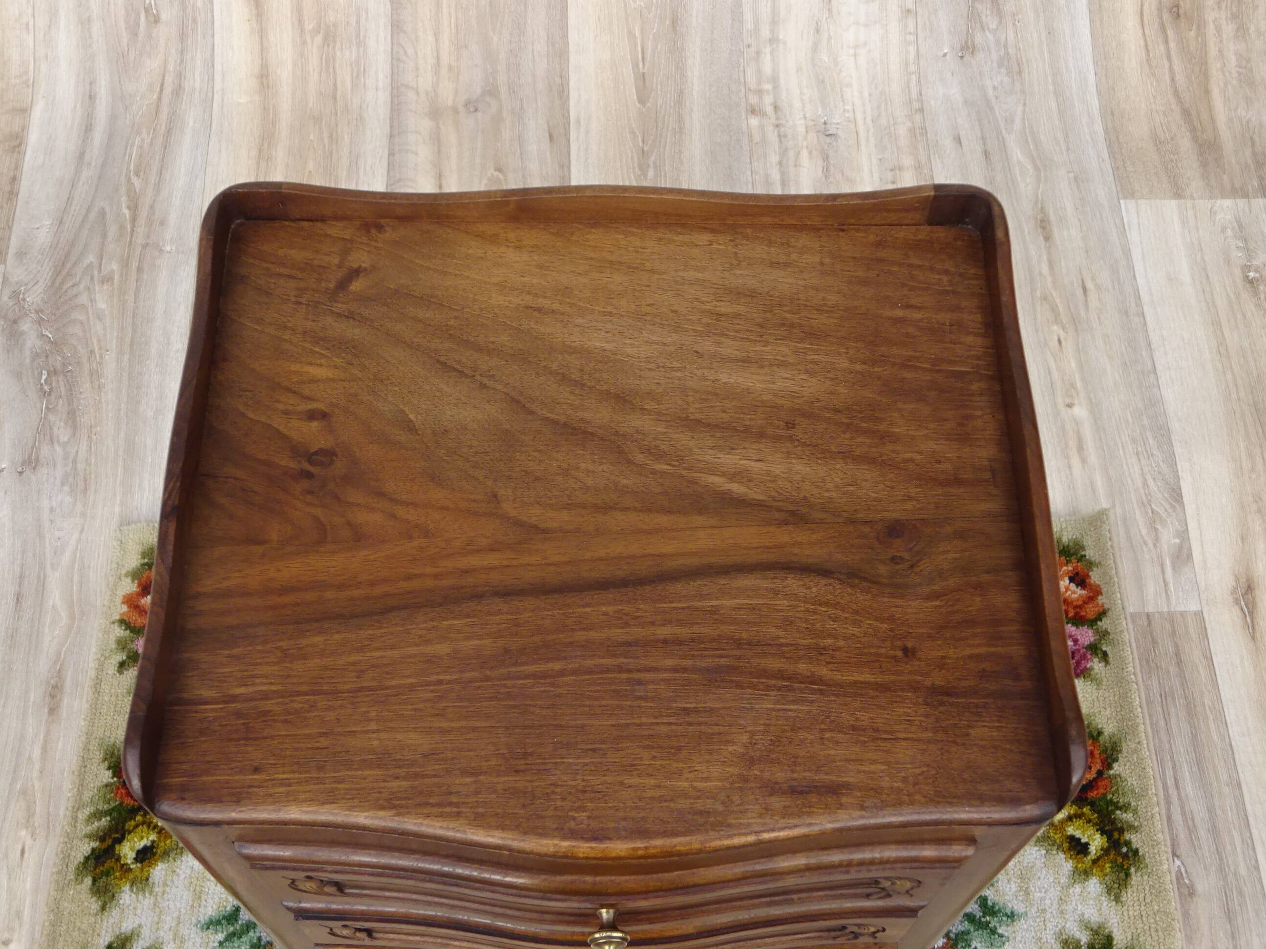 Louis XV bedside table, 3 drawers, bordered top