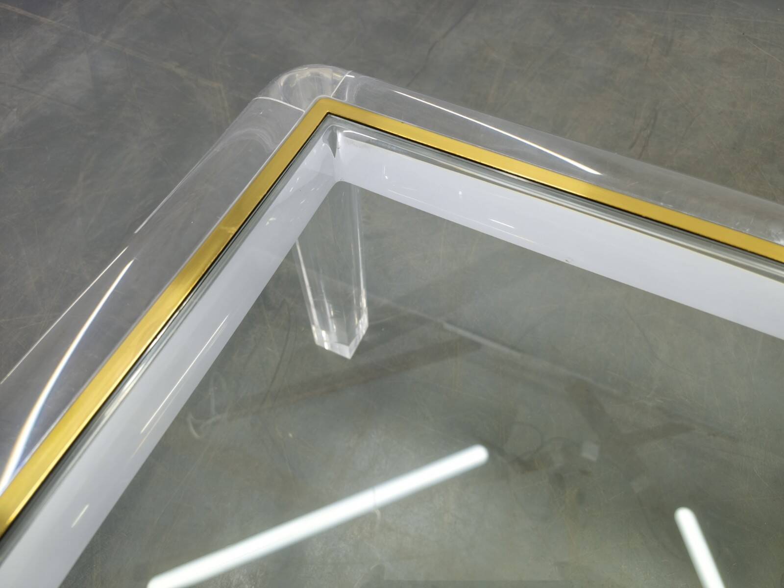 Italian Acrylic, Brass and Glass Coffee Table, 1980s