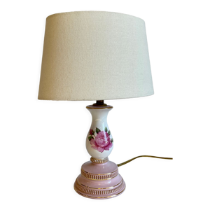 Lampe roses porcelaine