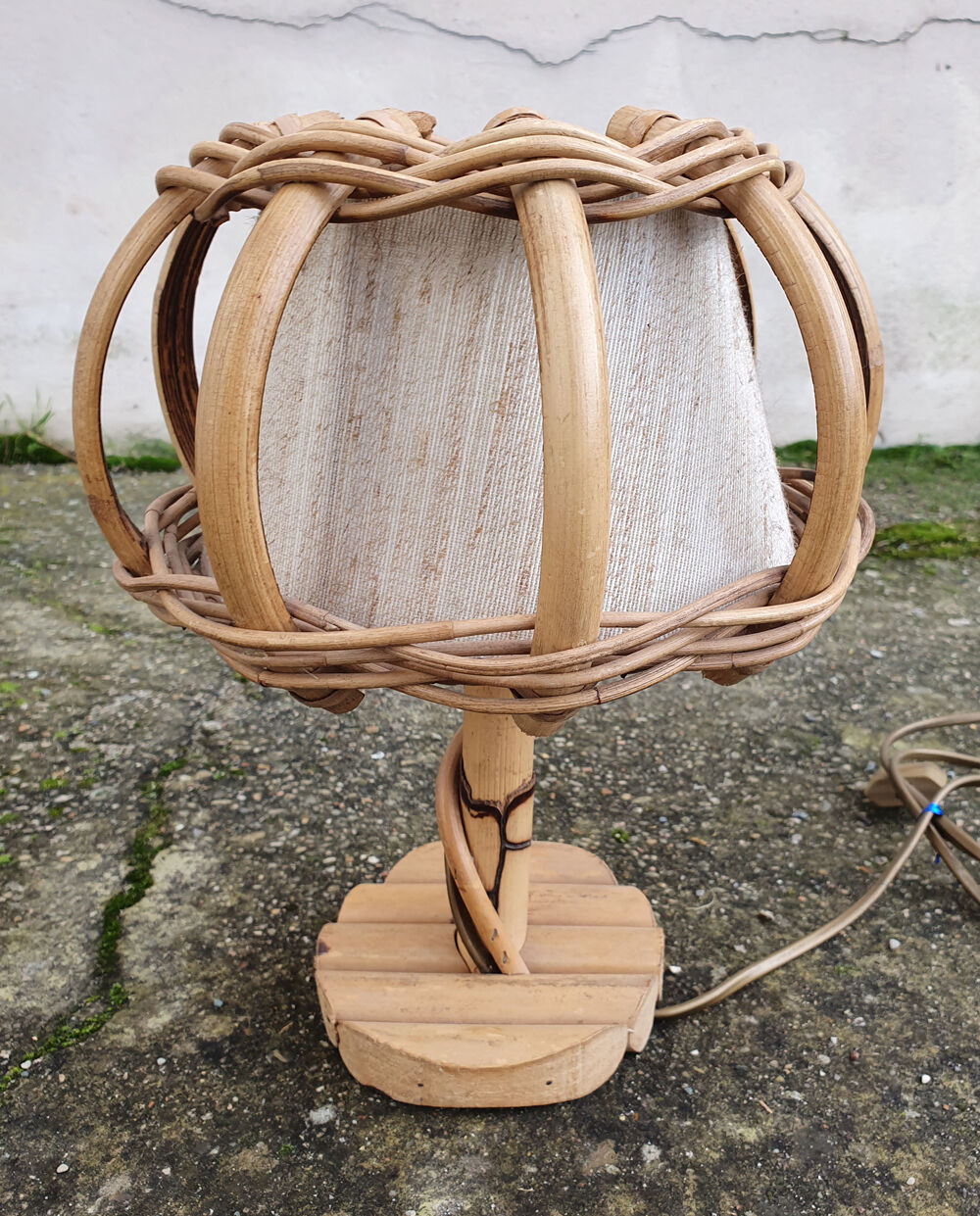 Table lamp, bamboo and rattan, vintage, 60