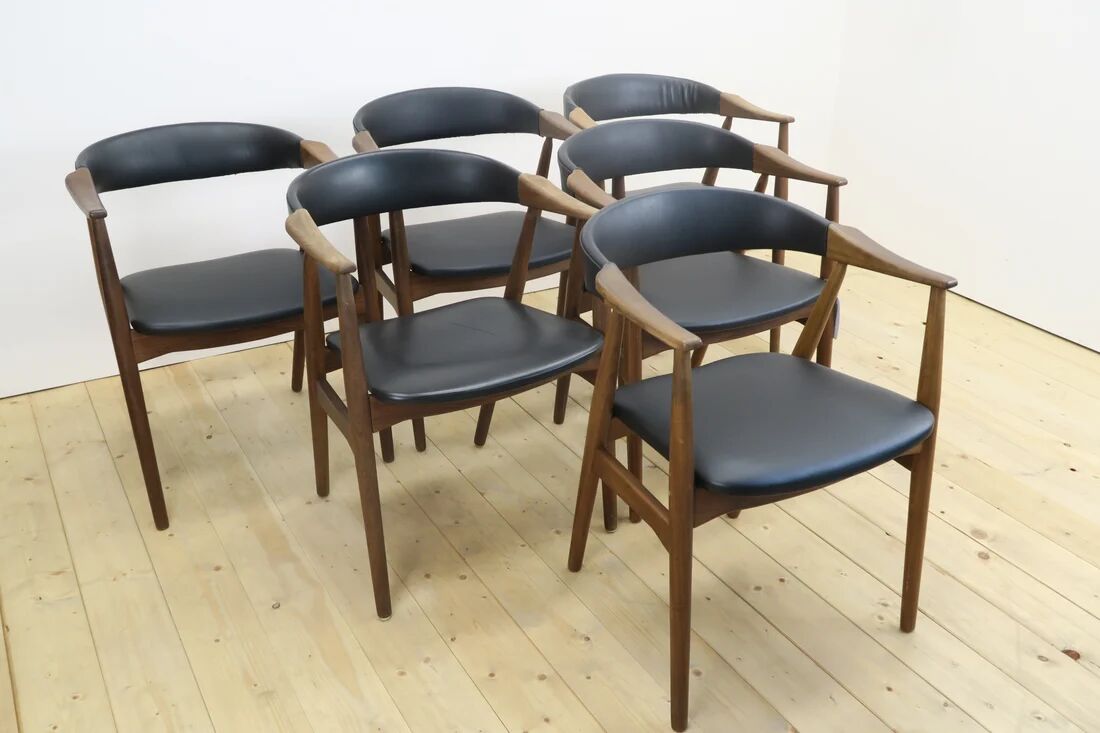 Set of six chairs model 213 by Thomas Harlev for Farstrup, Denmark 1960.