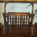 Old rattan magazine holder