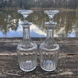 Pair of antique crystal carafes – in the style of Baccarat Harcourt – circa 1900