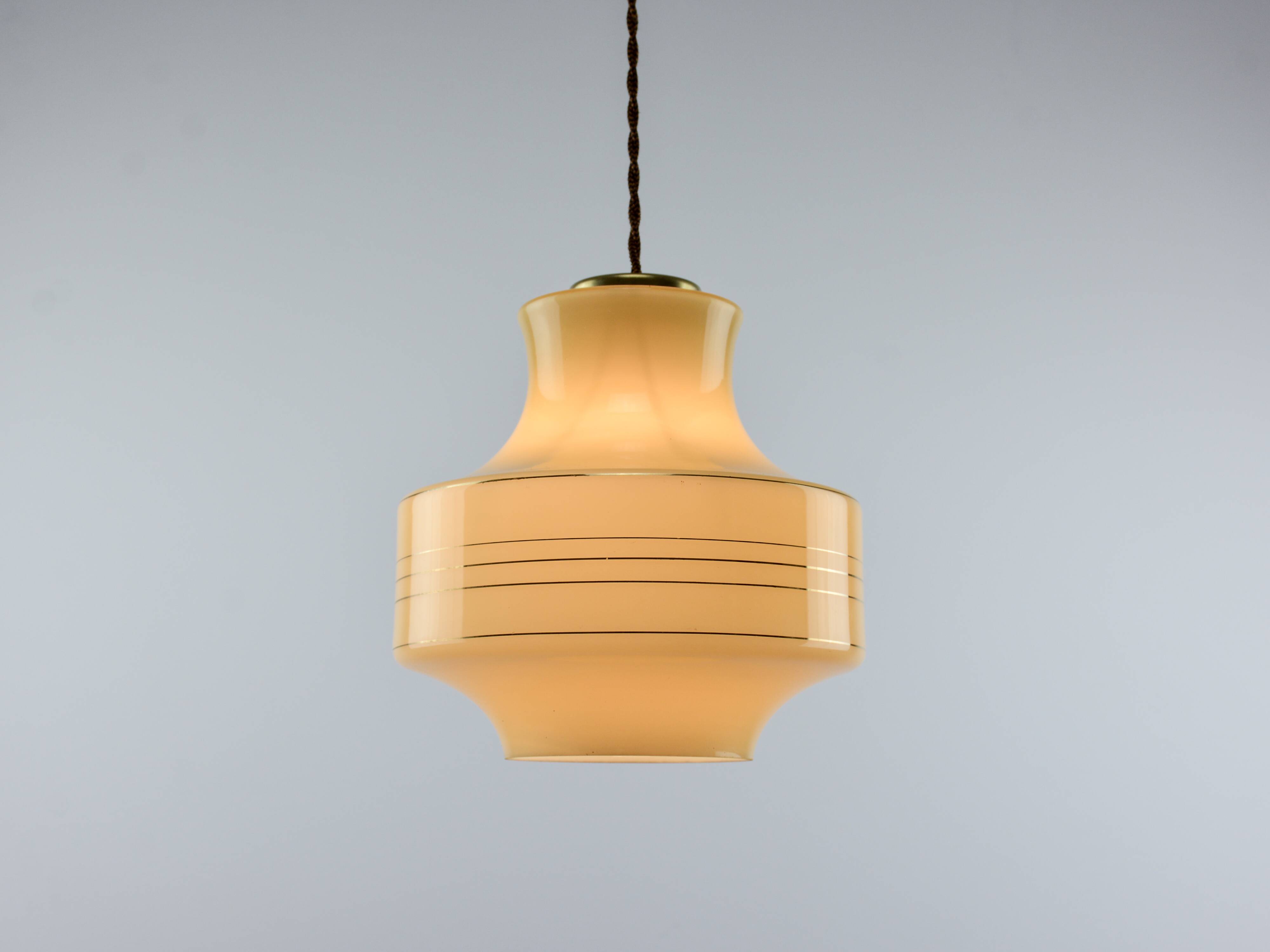 Vintage Beige/Yellow Glass Pendant Lamp